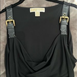 Back tank with brown leather straps. By Michael by Michael Kors, size S.